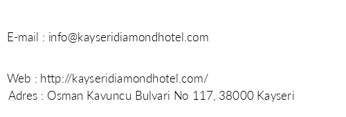 Diamond Hotel telefon numaralar, faks, e-mail, posta adresi ve iletiim bilgileri